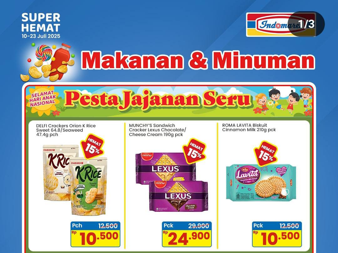 Promo Indomaret Spesial Pesta Jajan Seru! Dapatkan Diskon Snack Asik Hemat 15 Persen