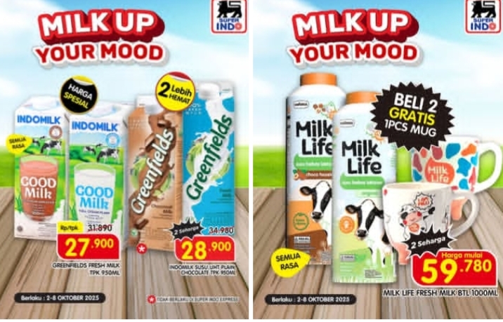 Program Milk Up Your Mood Superindo 2-8 Oktober, Beli 2 Gratis Mug 