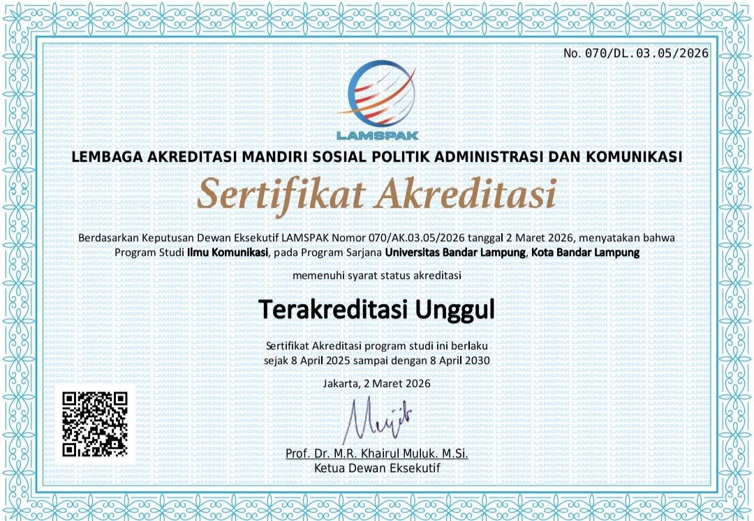 Prodi Ilmu Komunikasi UBL Raih Akreditasi Unggul Dari LAMSPAK