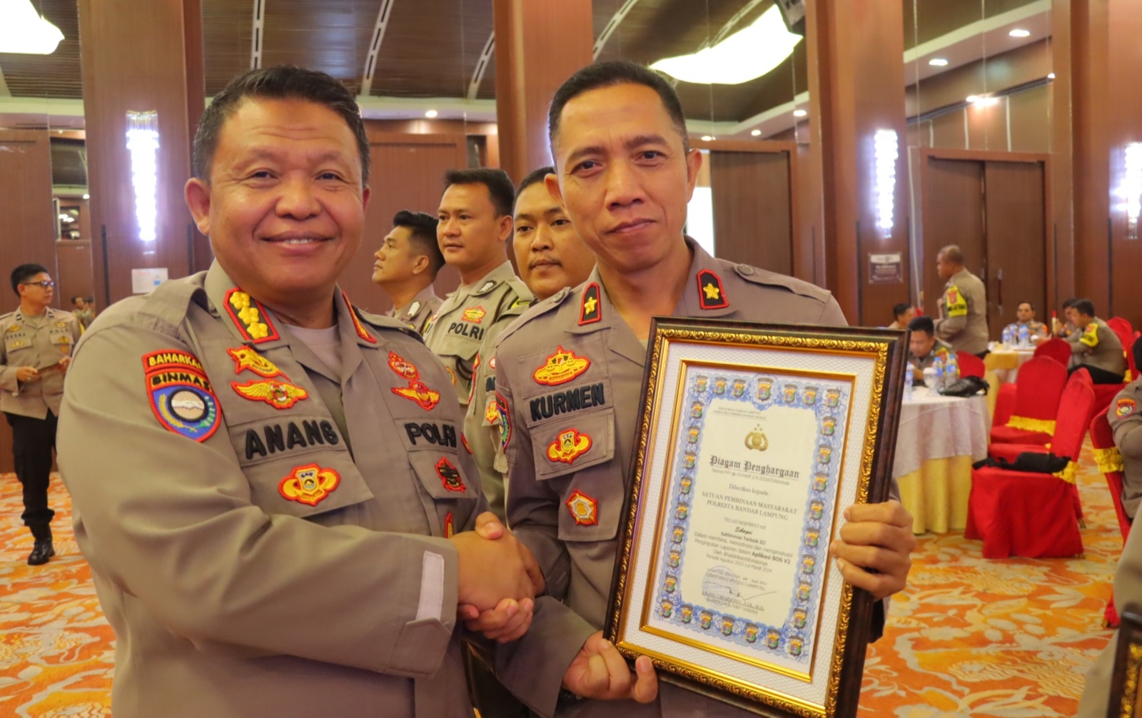 Aktif Input Laporan Bos V.2, Bhabinkamtibmas Polresta Raih Juara ke 3 Tingkat Polda Lampung