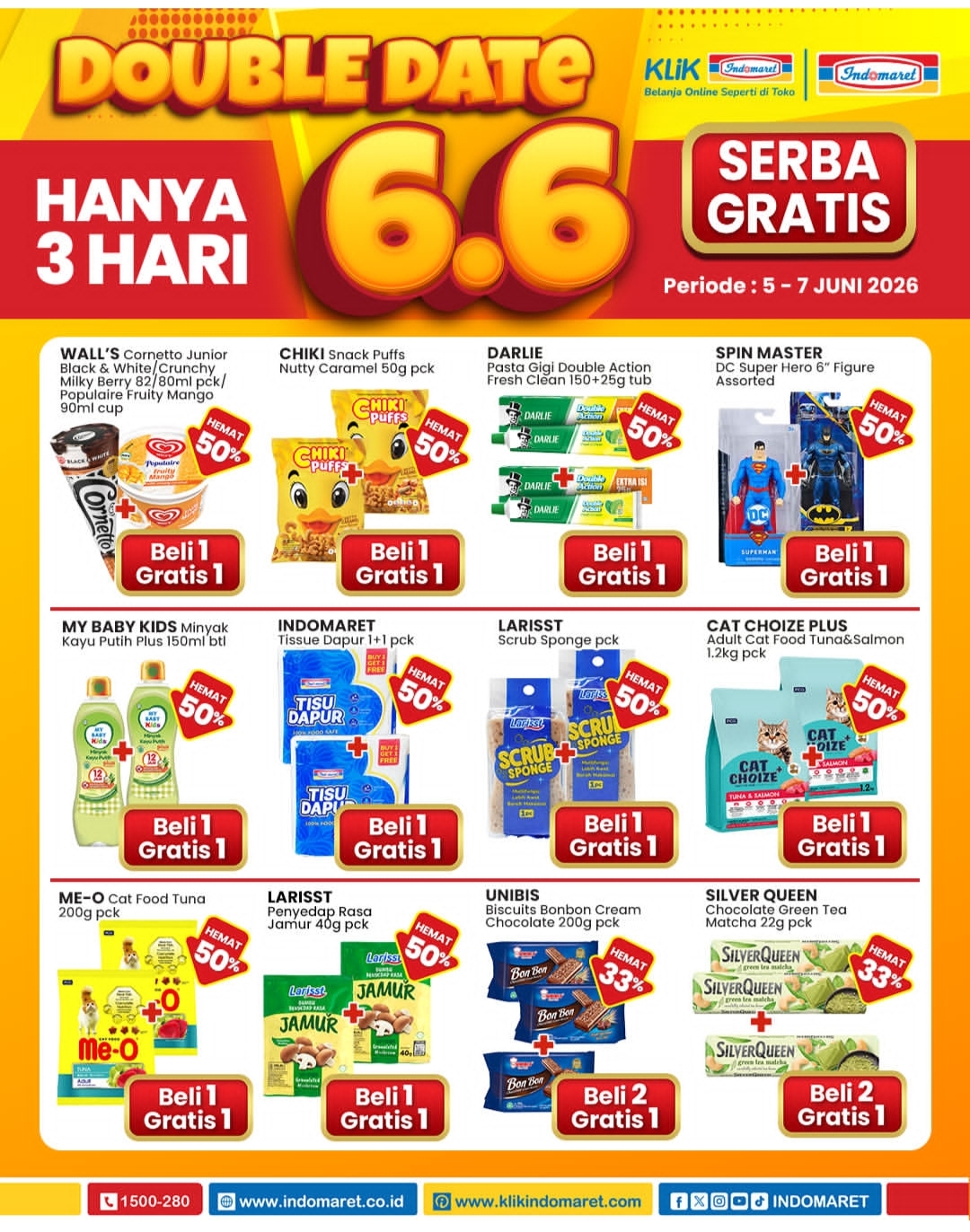 Promo Double Date 6.6 Indomaret Hanya 3 Hari: Banjir Serba Gratis dan Hemat Hingga 50 Persen