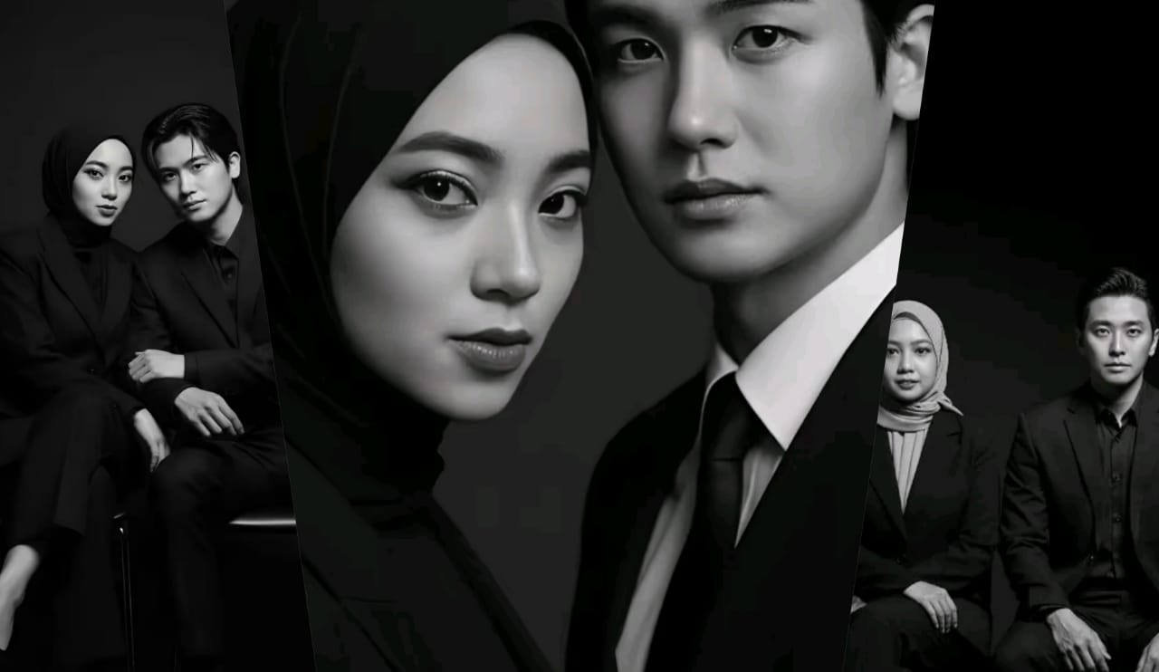 Prompt AI Konsep Hitam Putih Elegan Untuk Potret Couple