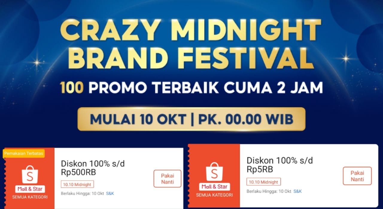 Voucher Diskon 100 Persen di Shopee Dalam Festival 10.10, Klaim Sekarang!