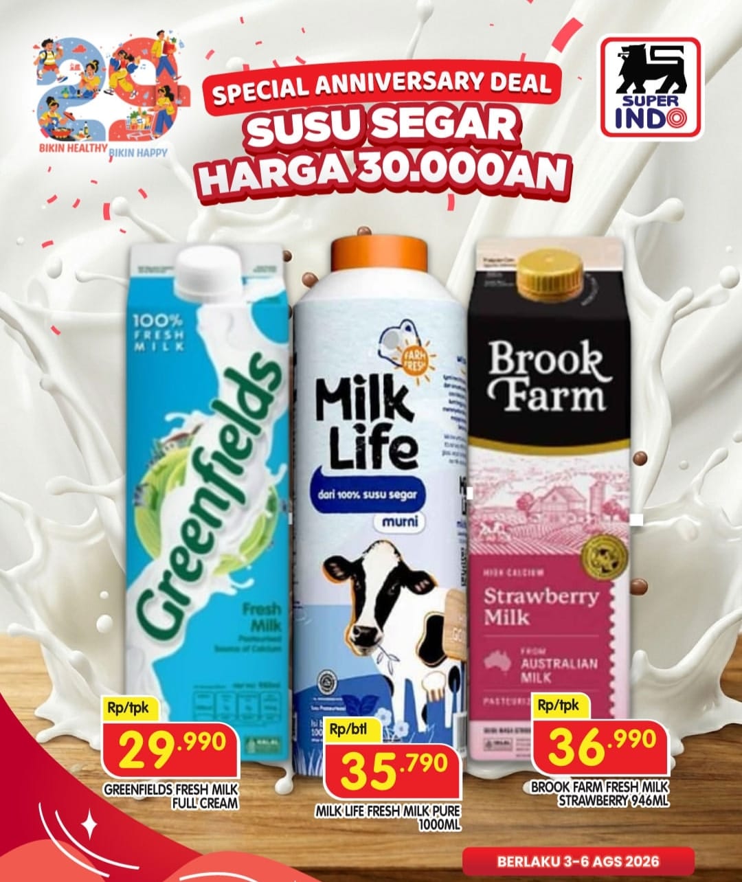 Hari Terakhir, Promo Special Anniversary Deal Superindo, Susu Segar dibanderol Mulai Rp 29 Ribuan