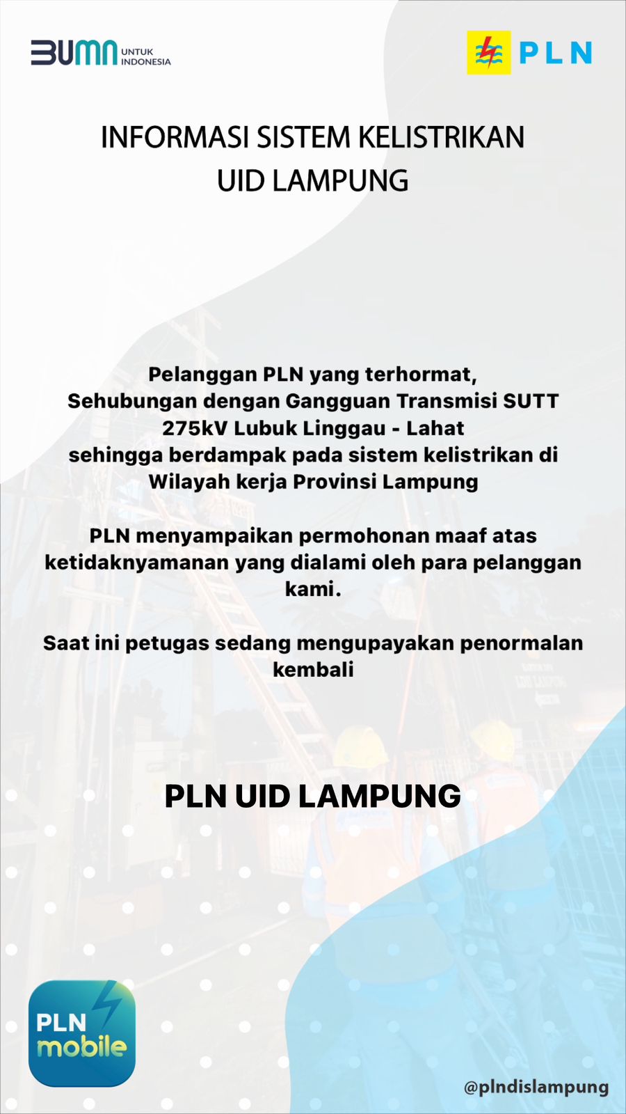 Lampung Black Out, Ini Dampak dan Pernyataan dari PLN