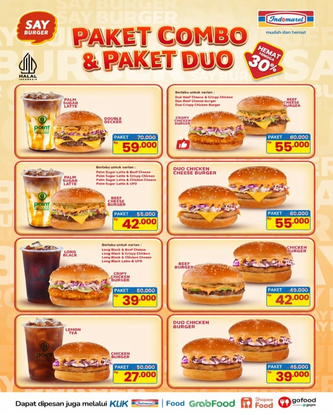 Promo Say Burger x Point Coffee di Indomaret, Diskon Paket Combo dan Duo Hingga 30 Persen