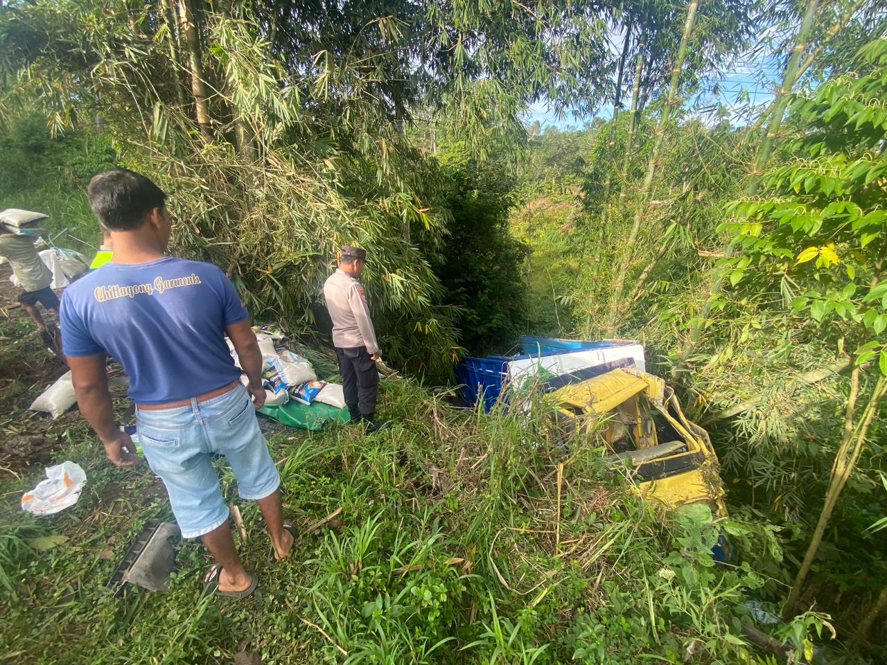 Rem Blong, Truk Bermuatan 10 Ton Masuk Jurang di Sekincau Lampung Barat