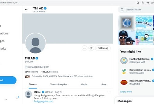 Akun Twitter Milik TNI AD Diretas Mafia Cyber India