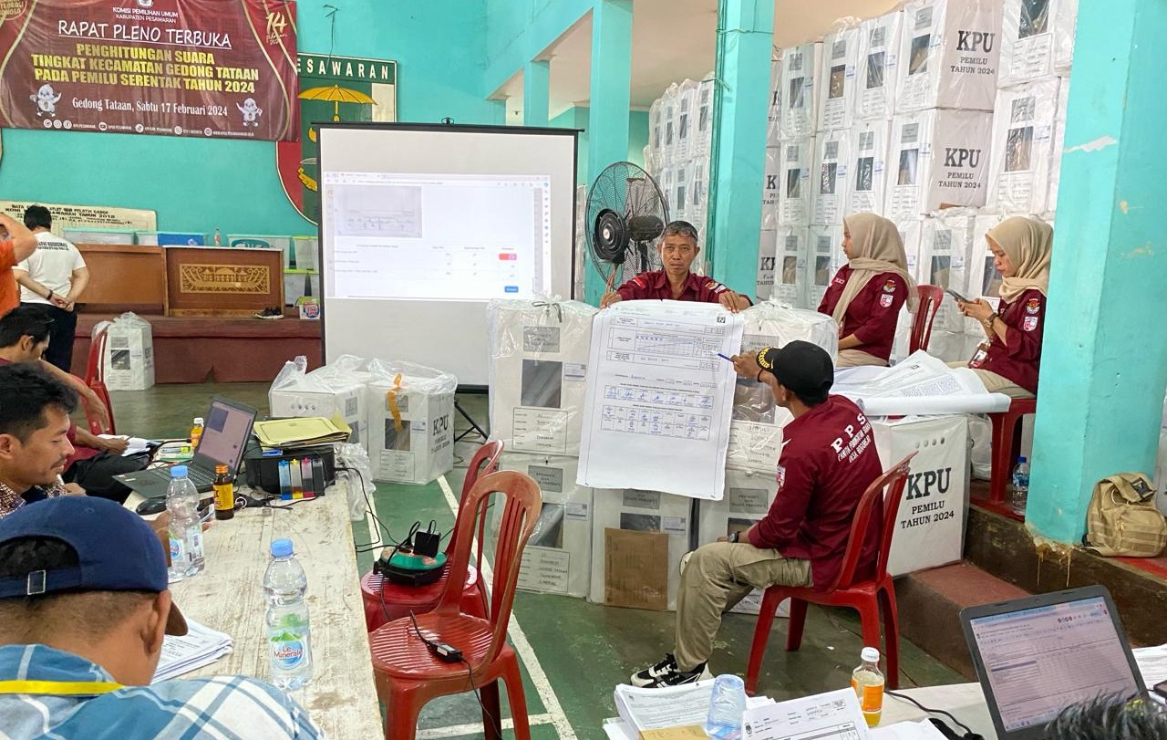 Satu Dari 11 Kecamatan di Pesawaran Baru Selesai Rampungkan Pleno Perhitungan Hasil Pemilu