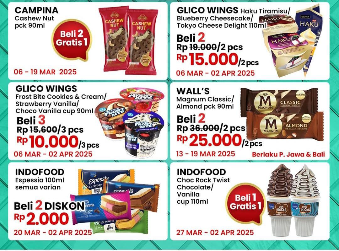 Promo Indomaret Belanja Murah Spesial Ice Cream Fair, Dapatkan Diskon Beli 1 Gratis 1, Rabu 12 Maret 2025