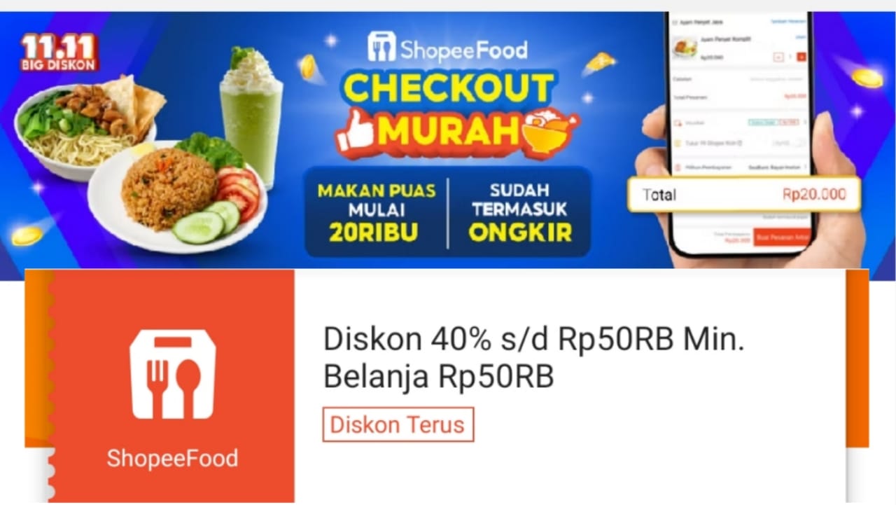 Spesial Hari Ini! Klaim Voucher Diskon Hingga Rp50 Ribu di ShopeeFood