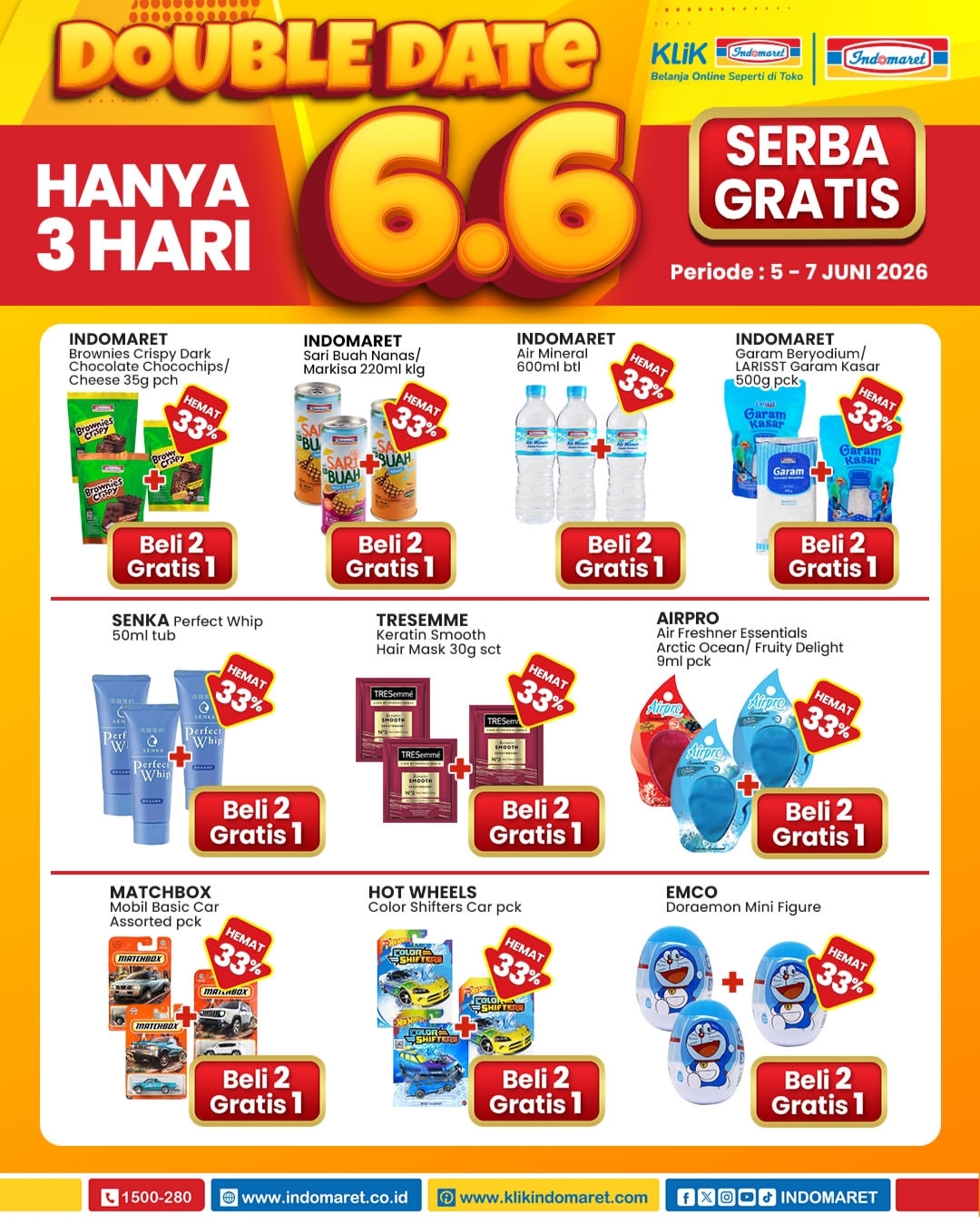 Hari Terakhir, Promo Double Date 6.6 Indomaret Tawarkan Diskon Beli 2 Gratis 1