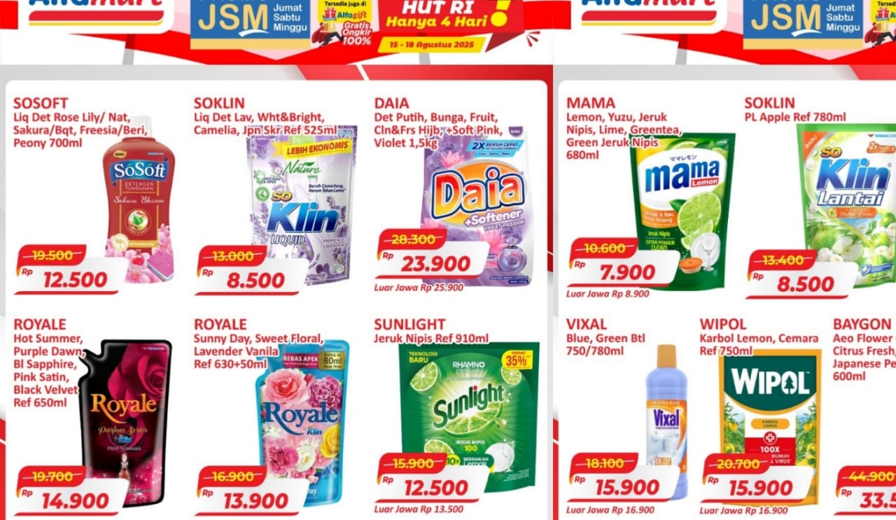 Promo Home Care Spesial 17-an di Alfamart, Dapatkan Deterjen Hingga Pengharum Ruangan Dengan Harga Hemat!