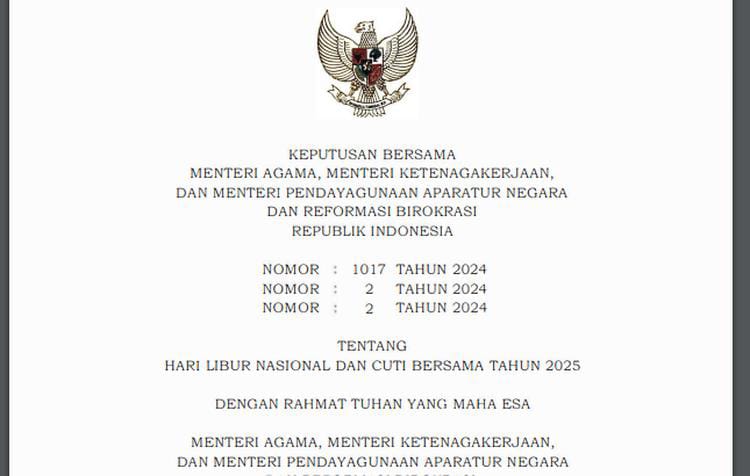 SKB 3 Menteri Terkait Libur 18 Agustus 2025, Simak Rincian Lengkapnya 