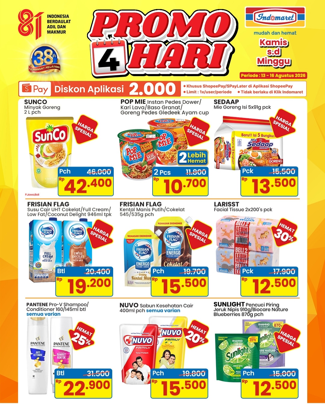 Hadir Kembali, Promo 4 Hari Indomaret, Ada Harga Spesial Minyak Goreng Sunco 2 Liter 