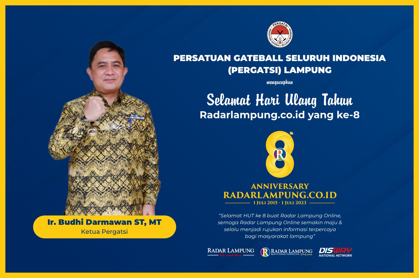 Persatuan Gateball Seluruh Indonesia (Pergatsi) Lampung: Selamat HUT ke-8 Radar Lampung Online