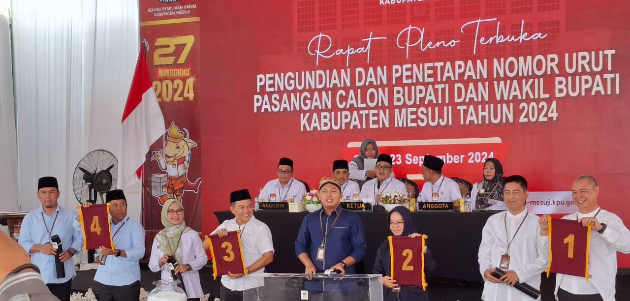 Hasil Pengundian Nomor Urut Pilkada Mesuji 2024, Ini Makna Angka Bagi Masing-masing Paslon  