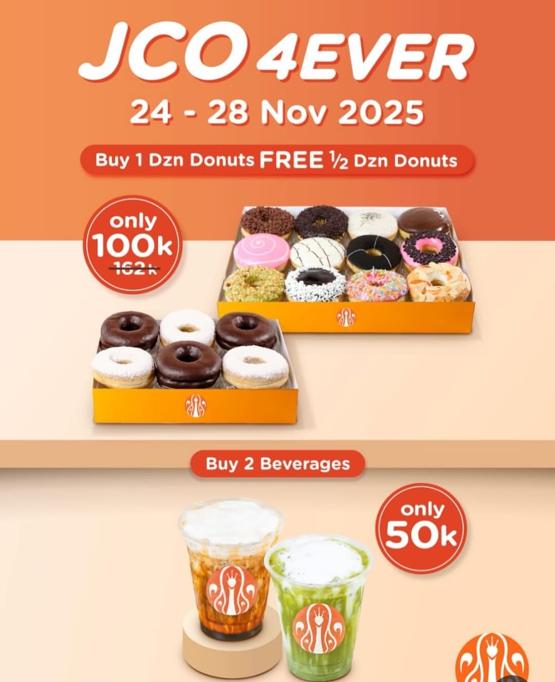 JCO 4ever 24-28 November 2025 Di Chandra Mall Lampung, Beli 1 Lusin Donat Gratis 1/2 Lusin Donat