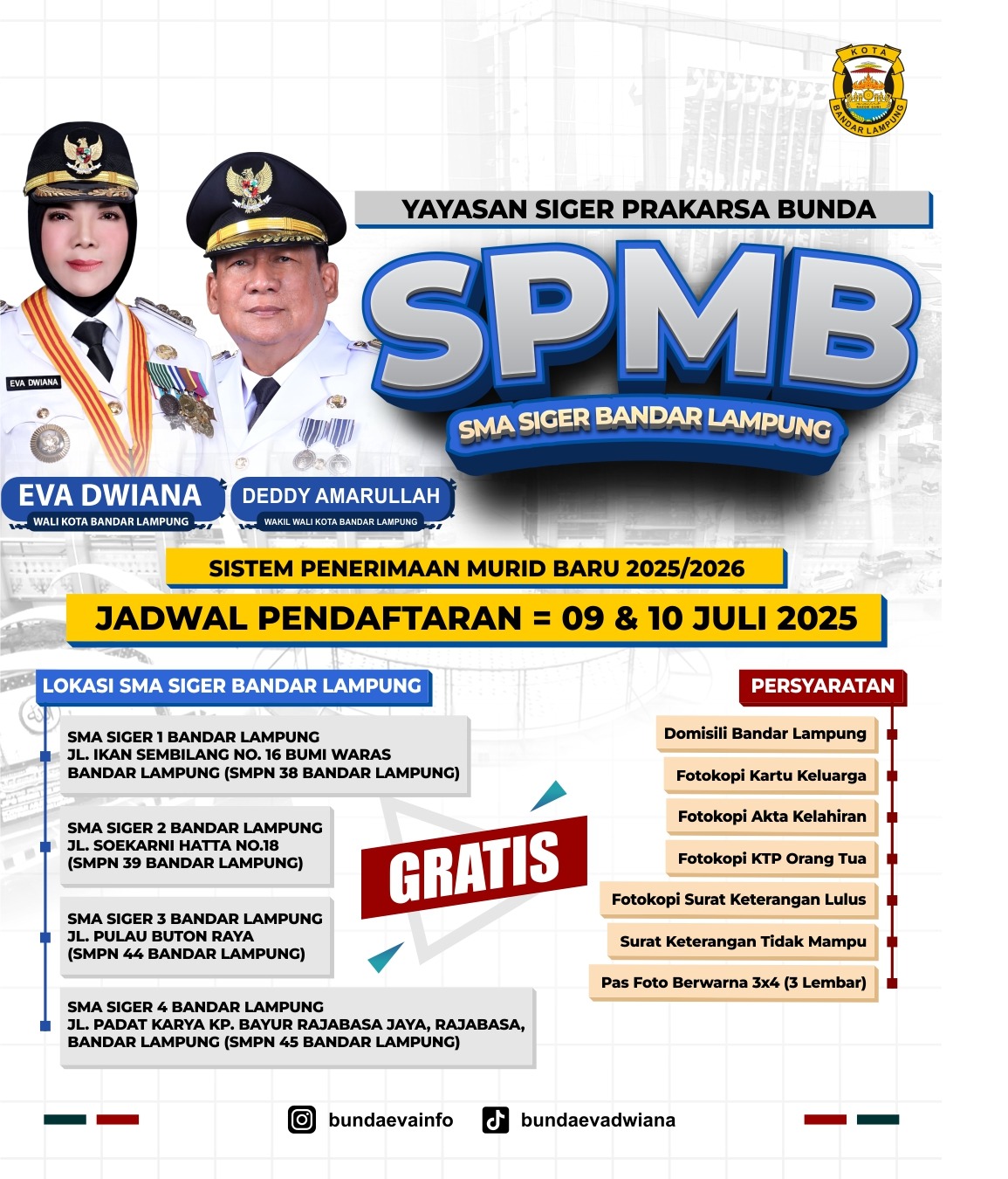 Pendaftaran SMA Siger Bandar Lampung Dibuka, Sekolah Gratis bagi Warga Tak Mampu