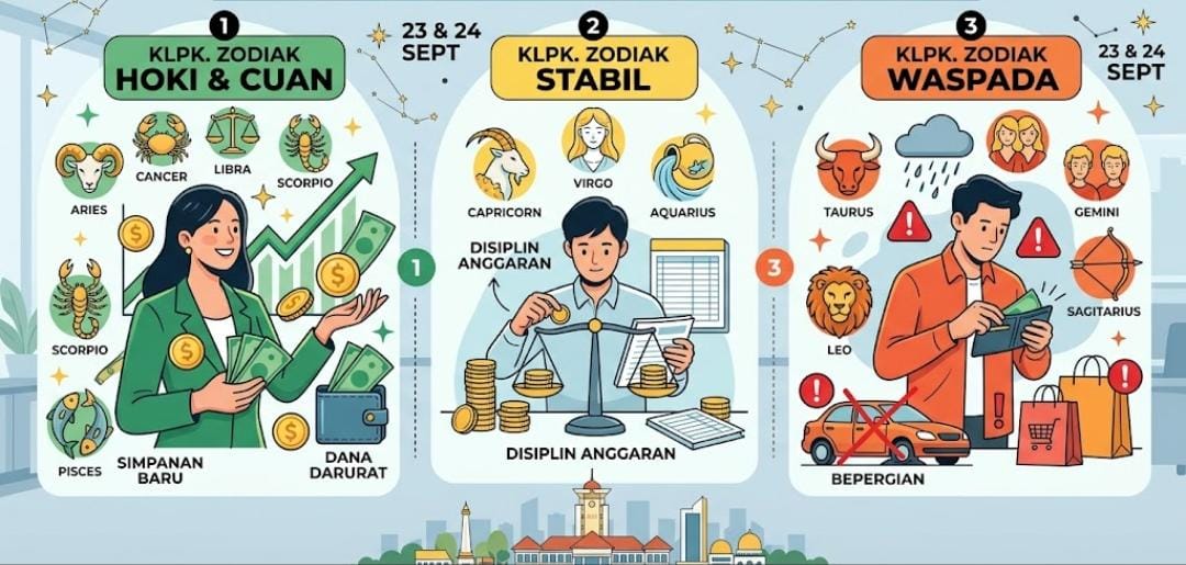 Ramalan Zodiak Keuangan 23–24 September 2026: Aries hingga Pisces Panen Cuan