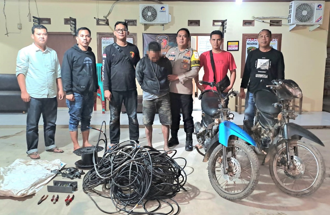 Spesialis Maling Kabel Tower di Tulang Bawang Akhirnya Ditangkap Polisi, Begini Modusnya