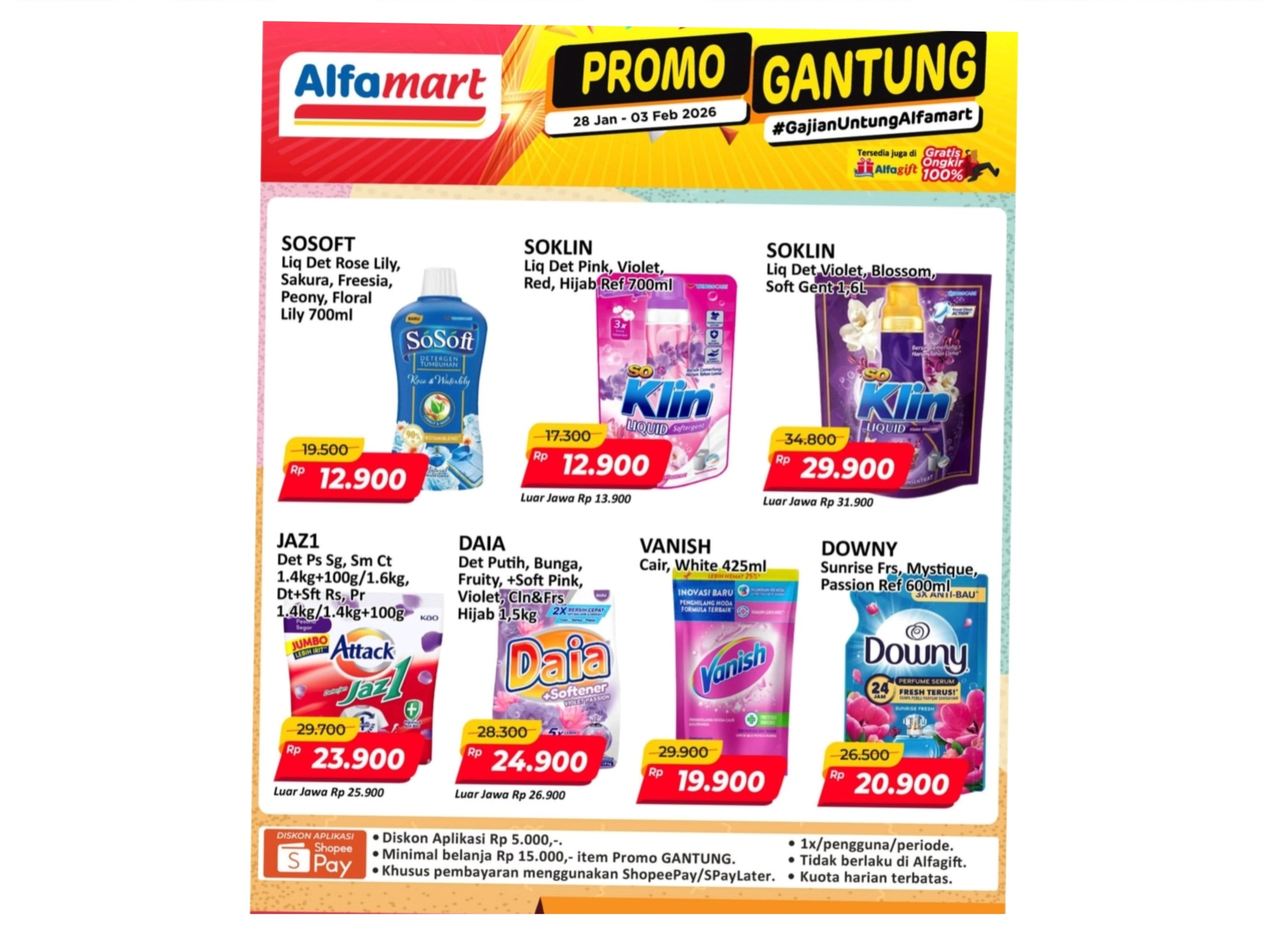 Buruan Serbu! Promo Gantung Alfamart Terakhir Hari Ini, Harga Deterjen dan Pelembut Pakaian Turun Drastis