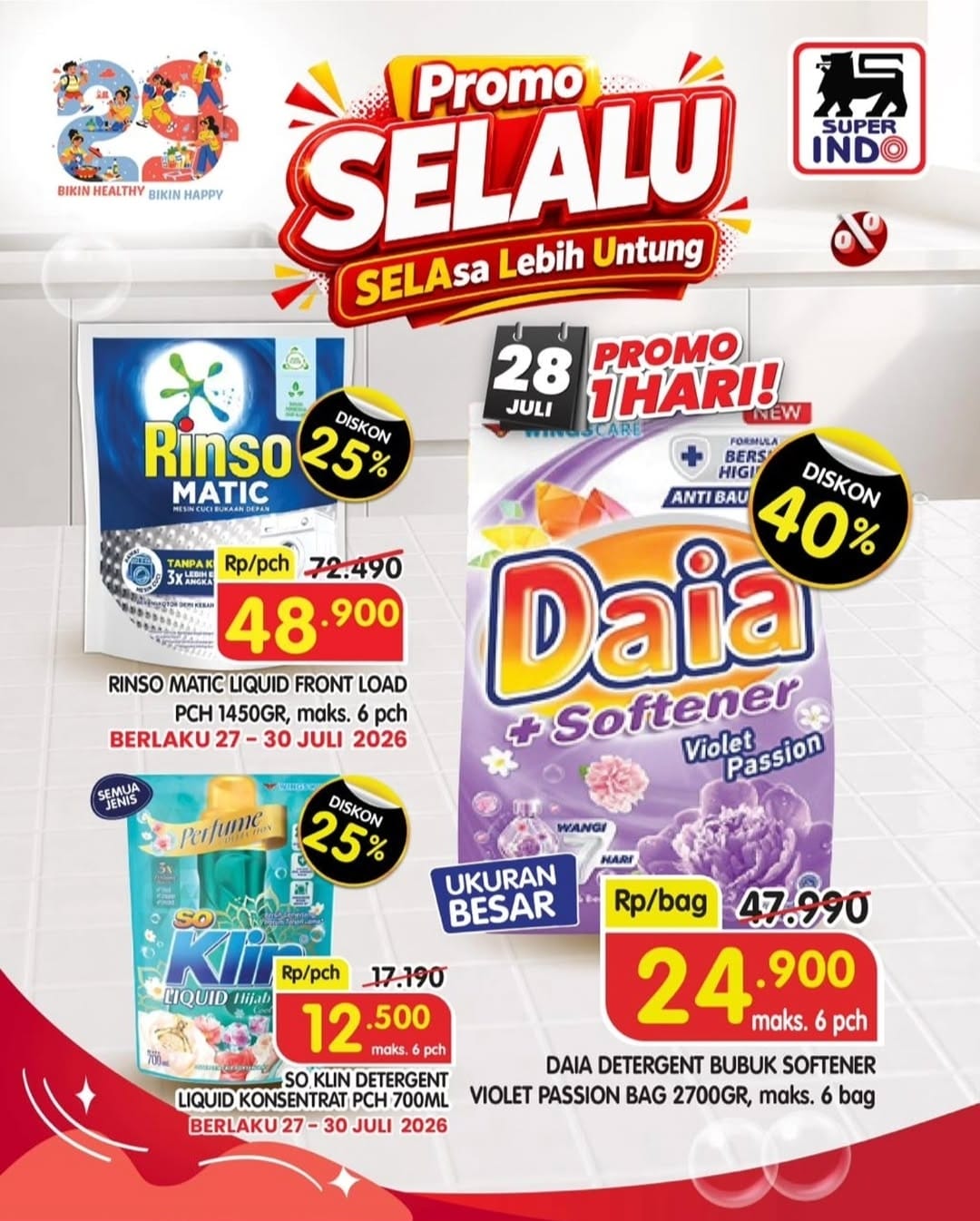 Promo SELALU Superindo Hari Ini: Borong Deterjen Murah Diskon Hingga 40 Persen