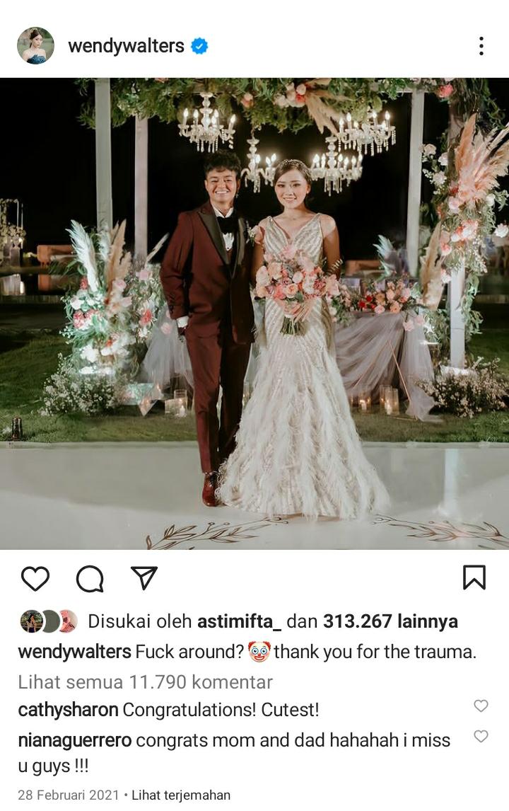 Dugaan Reza Arap Selingkuh Semakin Kuat, Warganet Soroti Caption Foto Pernikahan di Instagram Wendy Walters