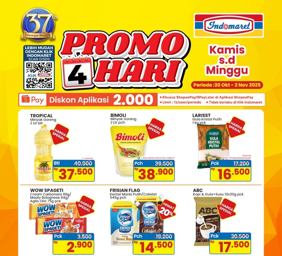 Promo 4 Hari Indomaret Kamis - Minggu Ini : Dapatkan Belanja murah Minyak Goreng Pouch 2 Liter 