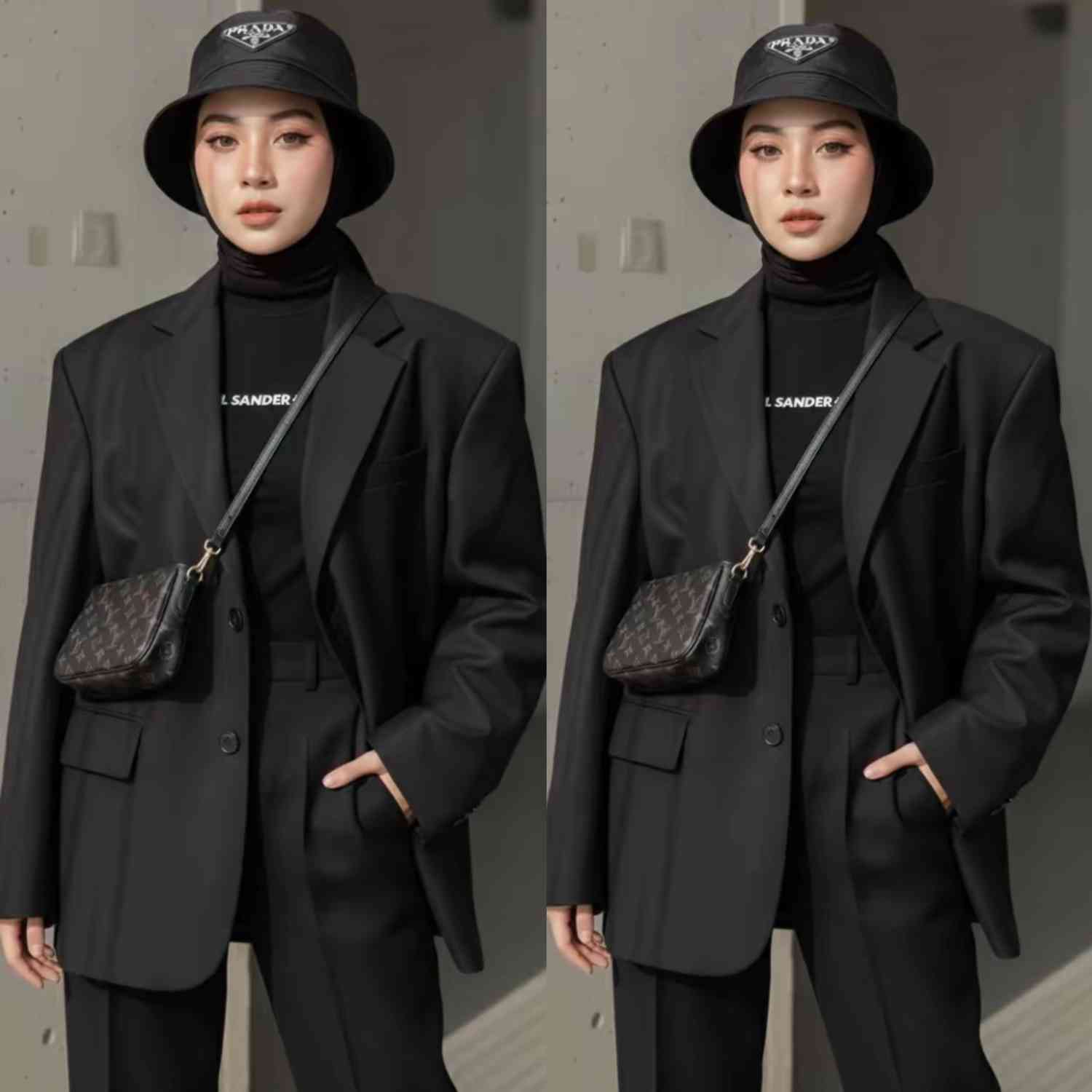 Gemini AI Hadirkan Gaya Monokrom Berkelas Wanita Berhijab Tampil bak Model Runway