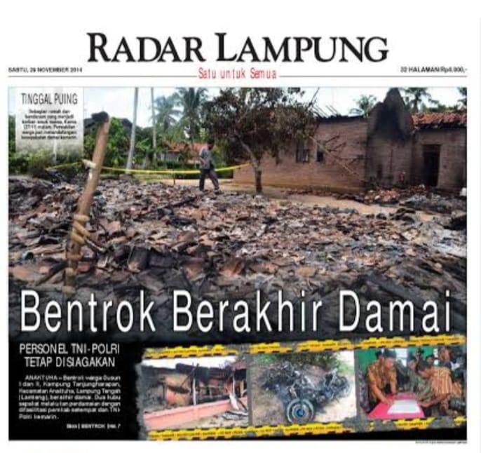 Bak Bom Waktu Konflik Horizontal Pecah, Ini Sederet Konflik yang Terjadi di Lampung