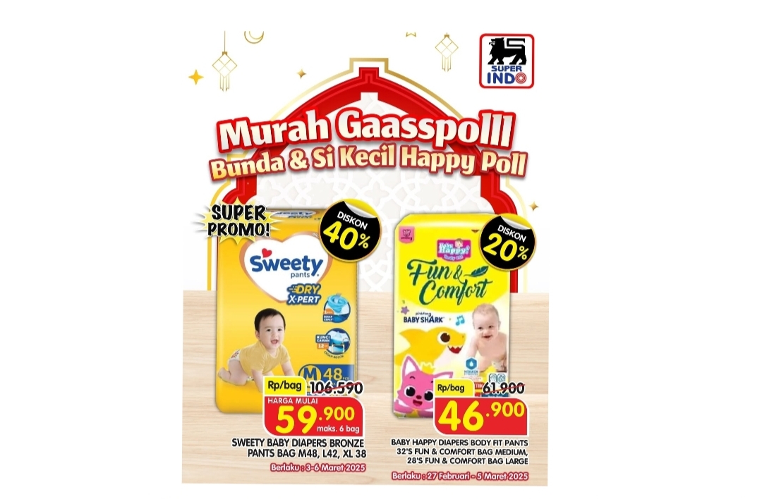 Dapatkan Promo Superindo Hari Ini, Ada Diskon Popok Bayi Hingga 40 persen