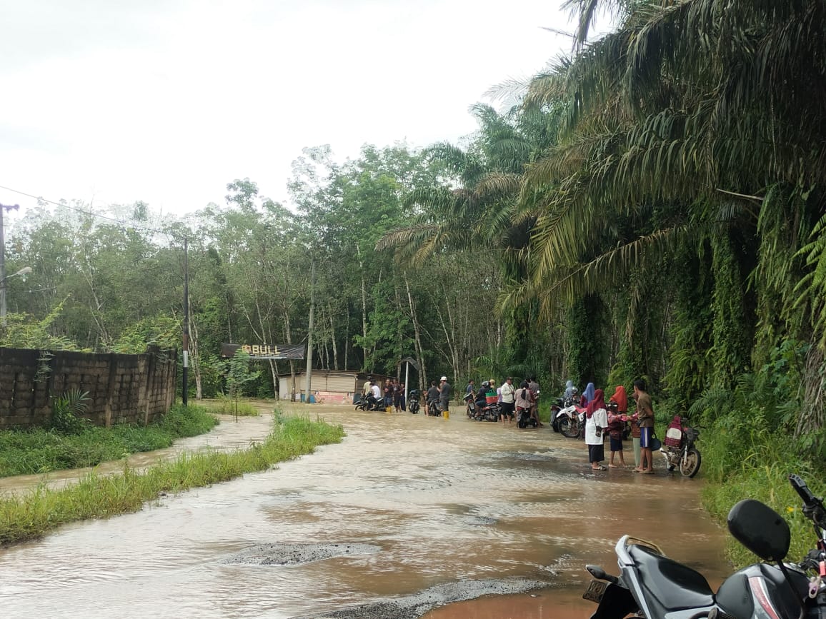 Debit Sungai Way Serupa Meluap, Akses Jalan Antar Kampung di Way Kanan Tergenang