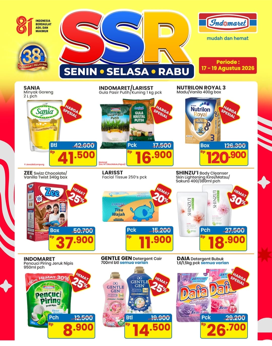 Hari Ini Terakhir, Cek Promo SSR Indomaret 19 Agustus 2026, Minyak Goreng hingga Deterjen Diskon