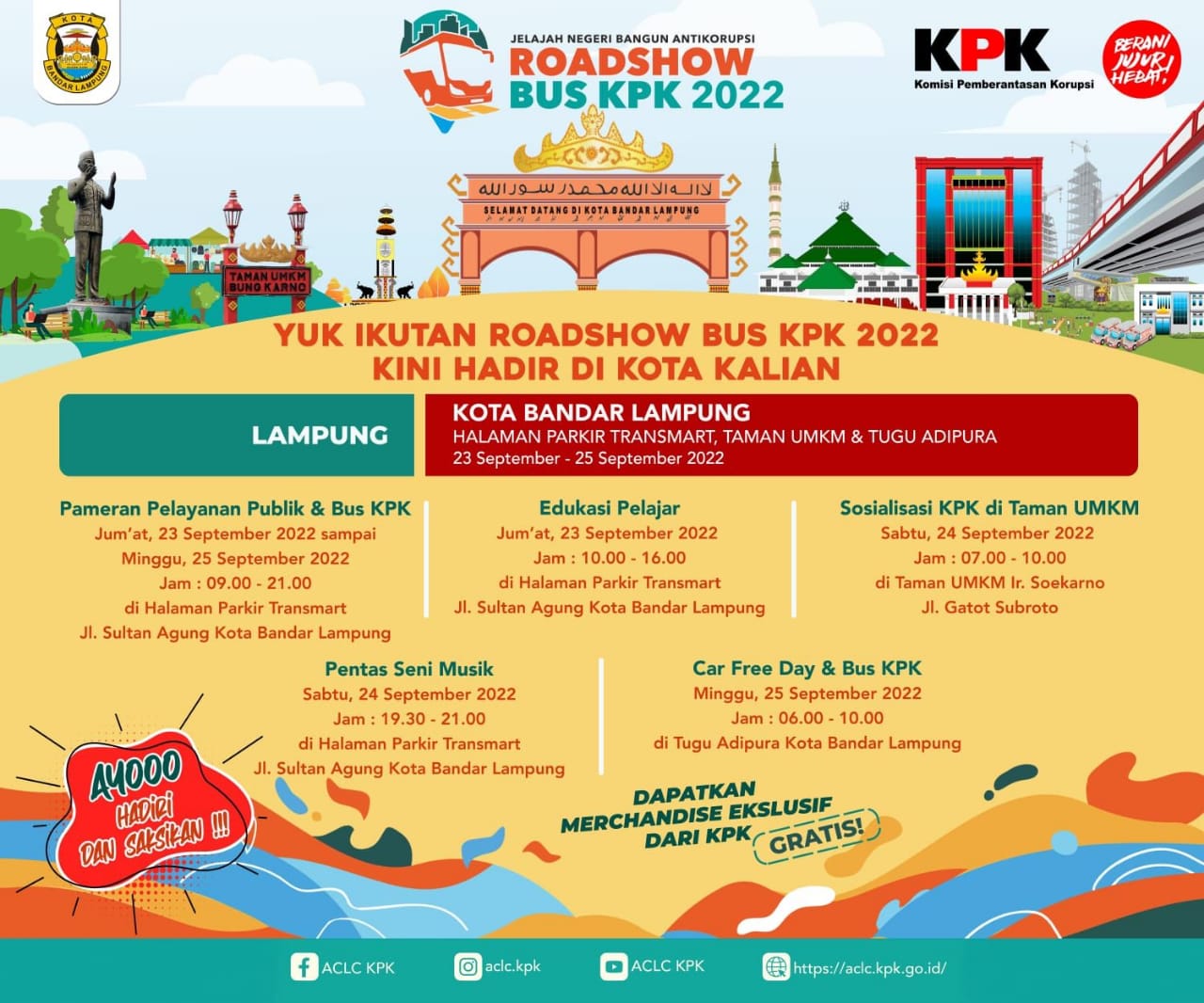 Bus KPK Jelajah Negeri Akan Singgah di Bandar Lampung, Berikut Jadwalnya