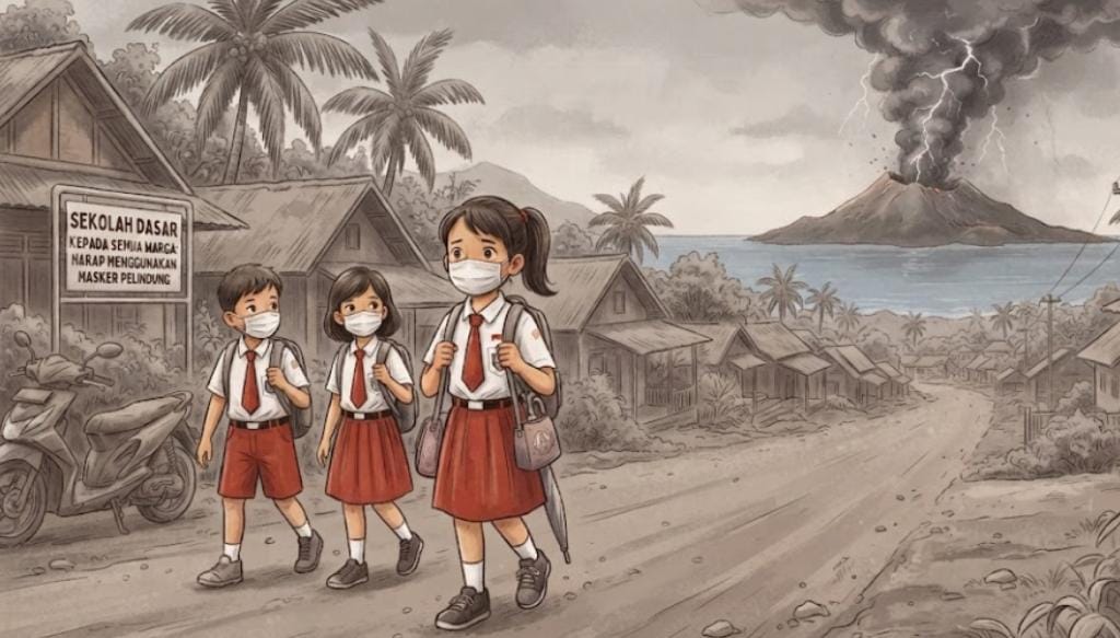 Dampak Abu Vulkanik Anak Krakatau, Sekolah di Bandar Lampung Daring Hari Senin