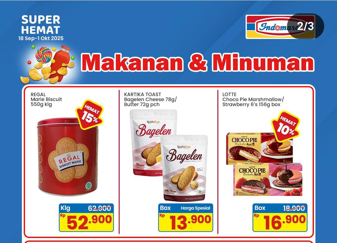 Promo Indomaret Hemat Belanja Awal Bulan, Diskon Cemilan Makanan Dan Minuman Tambahan Stok Kulkas