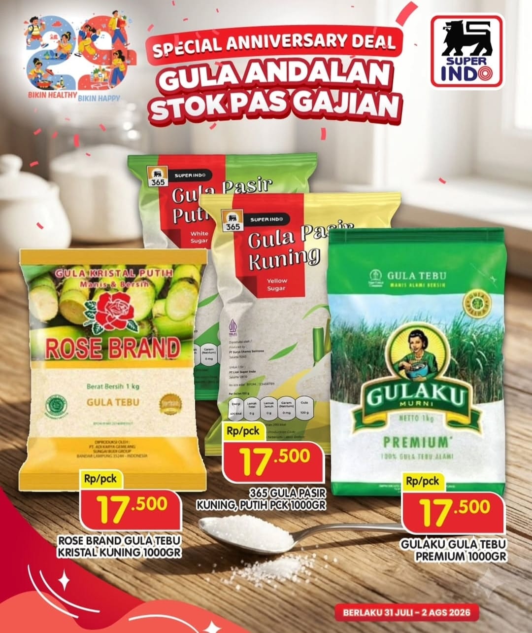 Promo Spesial Gajian di Super Indo, Gula Pasir 1 Kg Dibanderol Rp17.500