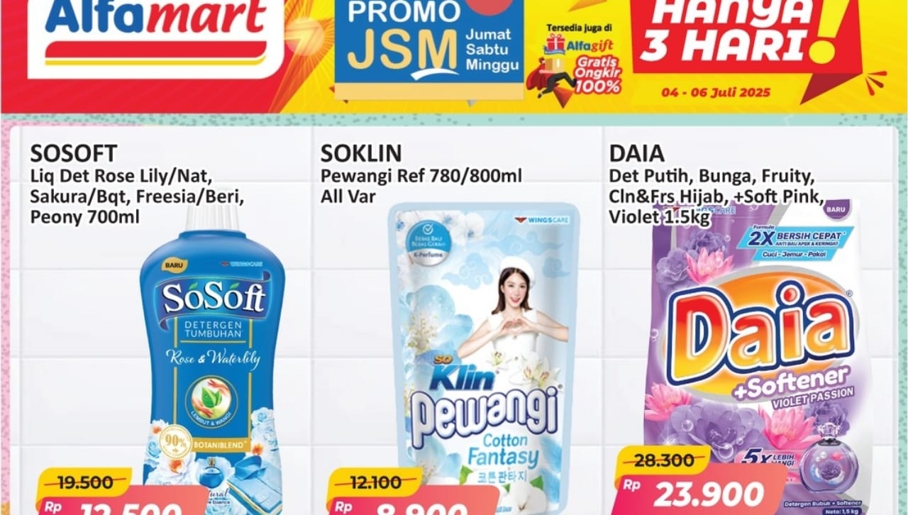 Promo Deterjen Murah Spesial 6 Juli 2025 di Alfamart, Ada Pewangi Pakaian Juga!