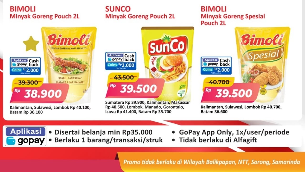 Minyak Goreng Murah Spesial 17-an di Alfamart, Ada Diskon Cashback Langsung Rp2.000 Ribu!