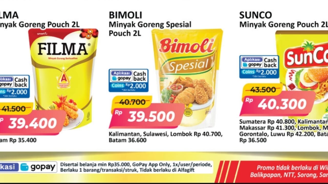 Promo Minyak Goreng Hemat di Alfamart, Ada Diskon Cashback Rp2.000!