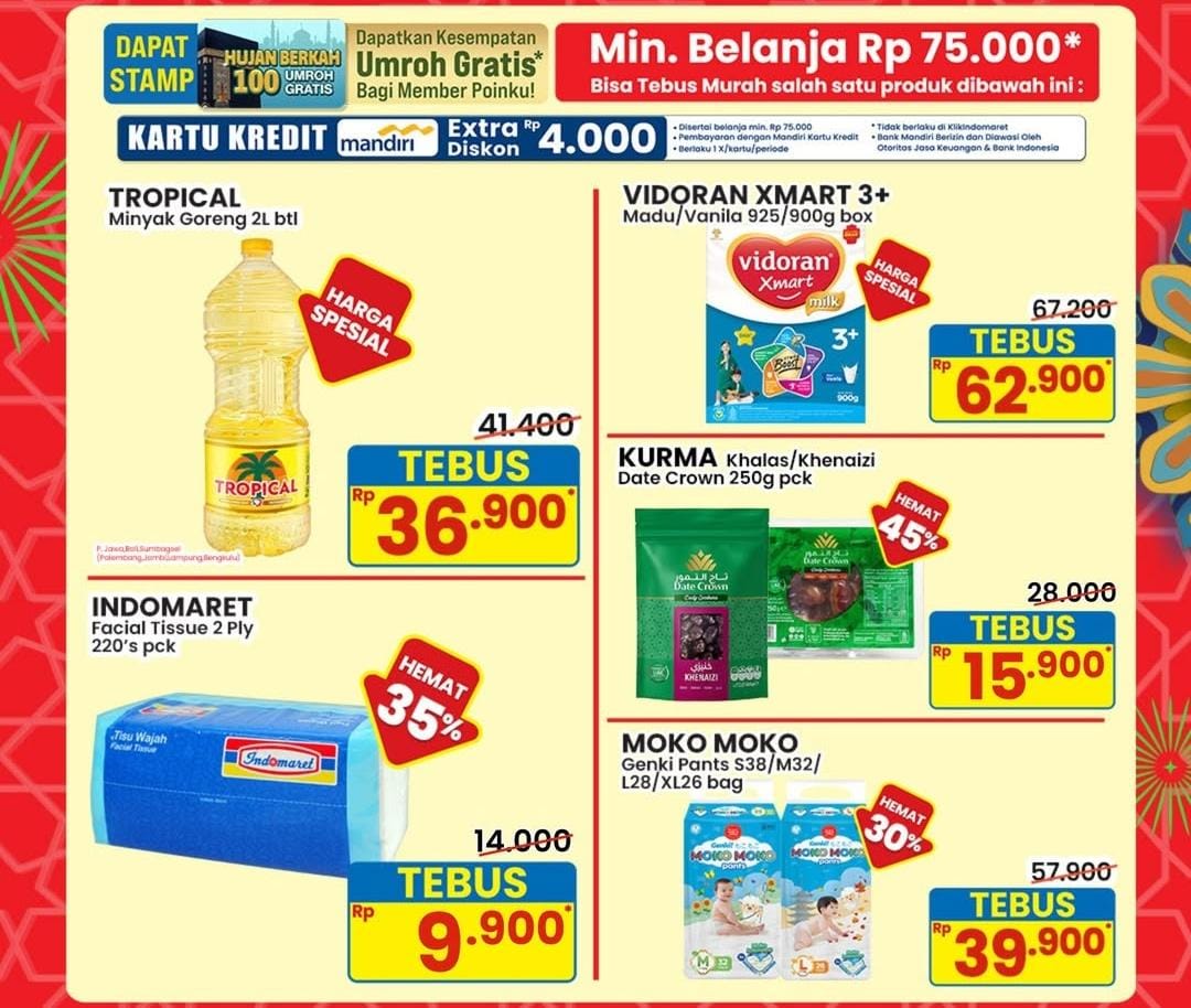 Daftar Promo Tebus Murah Indomaret Terbaru: Kurma Diskon 45 Persen, Minyak Goreng hingga Tisu Harga Spesial