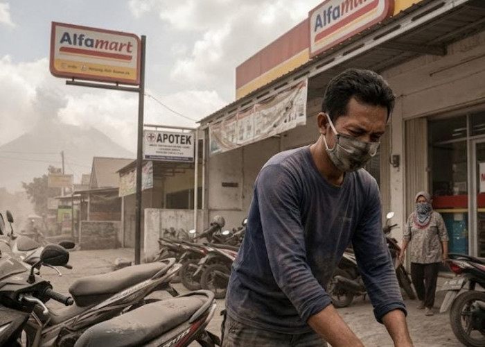 Hujan Abu Vulkanik Gunung Anak Krakatau Terjang Pesawaran, Stok Masker di Apotek Ludes?