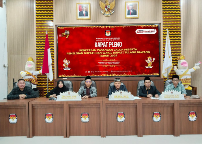 Resmi, KPU Tetapkan 3 Paslon Pilkada Tulang Bawang 2024