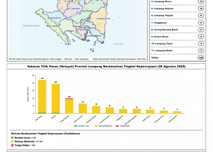 BMKG Deteksi 158 Titik Panas di 11 Kabupaten Lampung, Wilayah Bandara Turut Dipantau