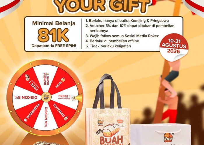 Hanya dengan Belanja Minimal Rp81.000 di Rokez Roti Keset, Putar Roda Keberuntungan serta Raih Hadiahnya