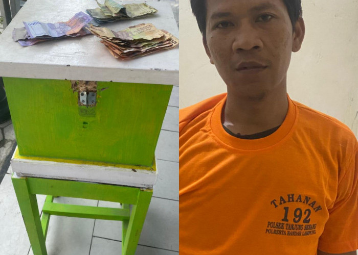 Nekat Mencuri Kotak Amal, Tuna Wisma di Bandar Lampung Diringkus Polisi