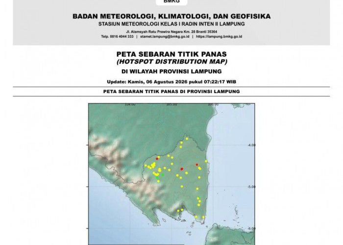 Ini Rincian 23 Titik Panas Tersebar di 5 Kabupaten di Lampung, Waspada Potensi Karhutla?
