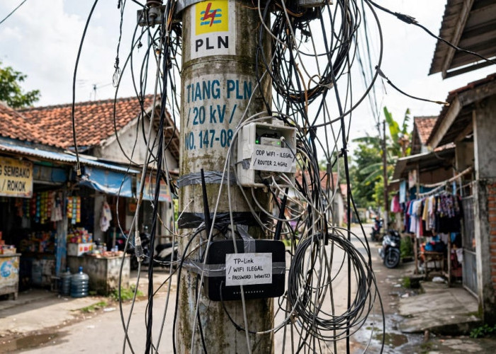 Warga Way Kanan Keluhkan Kabel WiFi Ilegal Menumpang di Tiang PLN