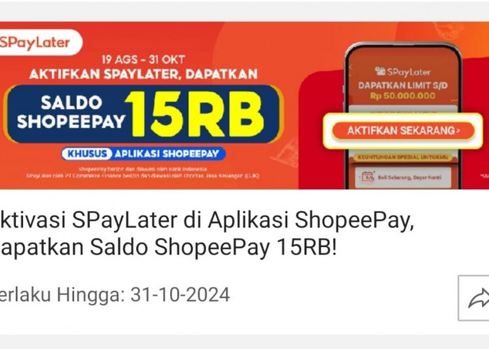 Aktifkan SPayLater Sekarang, Dapatkan Saldo ShopePay Rp15 Ribu, Begini Caranya